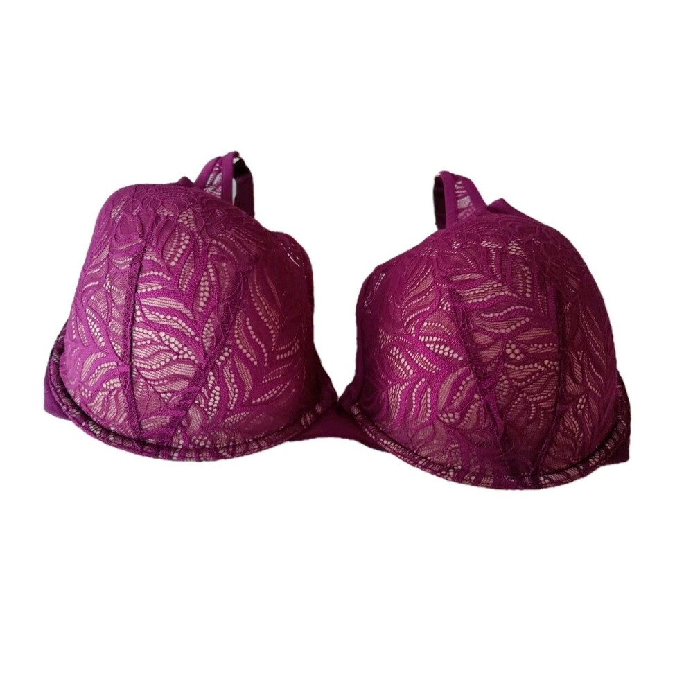 ThirdLove Feather Lace Plunge Underwire Push Up Bra Berry Crush Women's Sz 38G - Picture 7 of 10